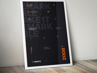 40Digits Poster angle black charcoal design graphic iconography icons orange poster type