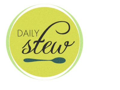 Daily Stew Logo bowl circle green logo script spoon stew