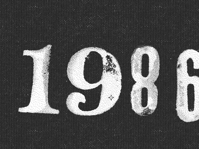 1986 black black and white number stamp tshirt white