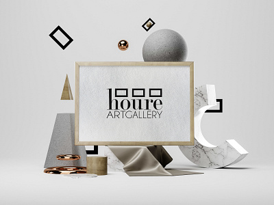 Houre Art Gallery Branding 3d art art art gallery brand design brand identity branding c4d creative design flat graphic design logo logo a day logo design typography visual identity