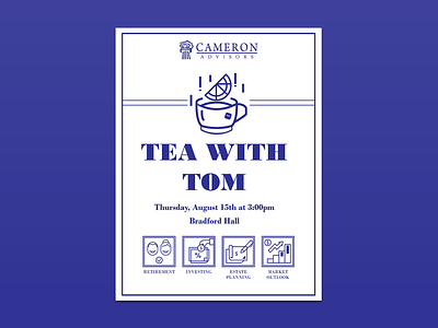 TEA WITH TOM poster ads design finance graphic design icon illustration insurance marketing collateral poster typography vector