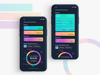 Banque app banking clean digital experience flat gradient interface minimal sketchapp ui user interface