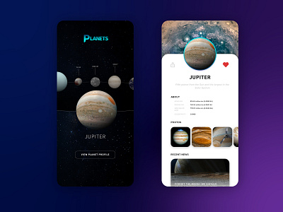 Daily UI Profile Page (Planets Edition) app astronomy dailyui design flat flat design gradient interface minimal profile page ui