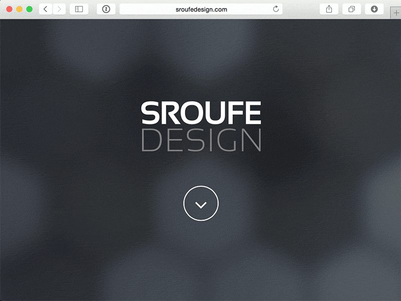 Sroufe Design Landing Page about animation arrow design landing page logo sroufe website