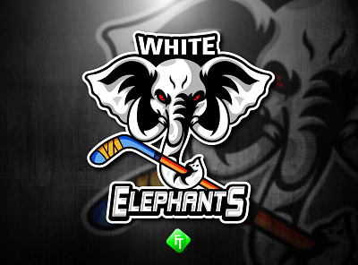 white Elephant mascot logo branding cartoon design elephant logo esports gaming illustration mascot