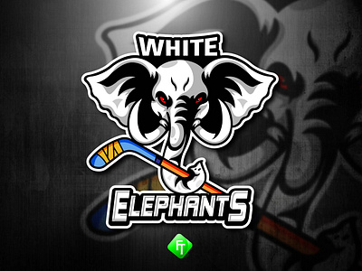white Elephant mascot logo