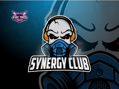 skull with gas mask mascot logo