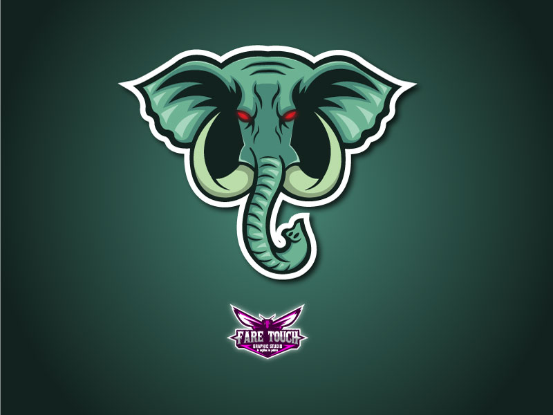 white Elephant mascot logo by fare_touch on Dribbble