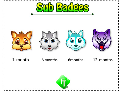 Wolf sub Badges cartoon emotes esports illustration mascot twitch wolf