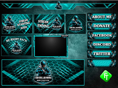 Solder twitch overlay branding cartoon emotes esports illustration logo mascot overlay panels screens twitch