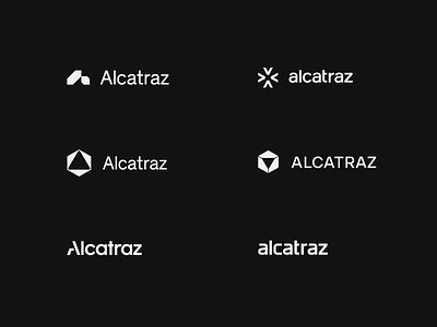 Alcatraz - Logo Explorations black brand branding logo logo design logotype mark security symbol typography white wordmark