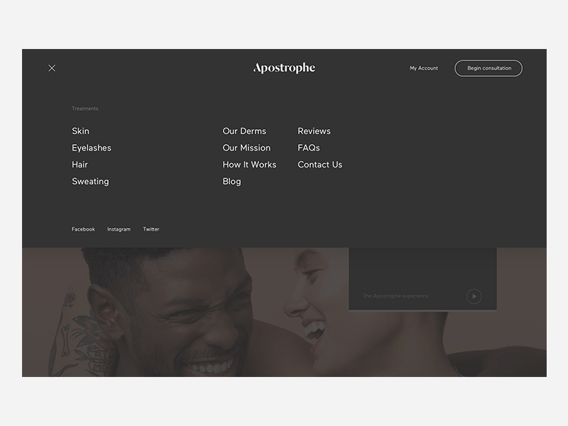 Apostrophe - Menu brand design flat menu menu design ui web website