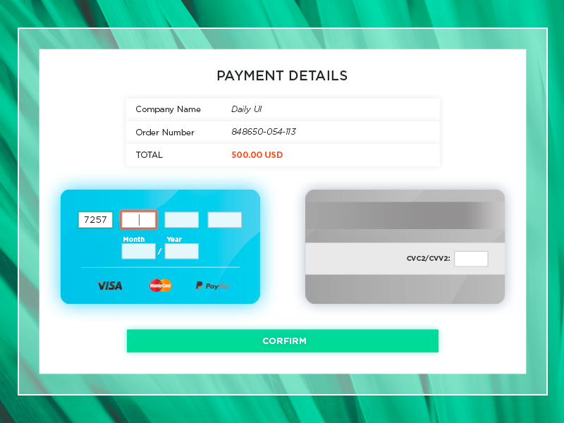 Daily UI Challenge #002 Credit Card Checkout by Iren on Dribbble