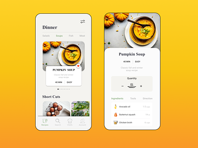 Recipe cooking app app app concept cooking design directions homepage icon instructions landing page recipe ui ux