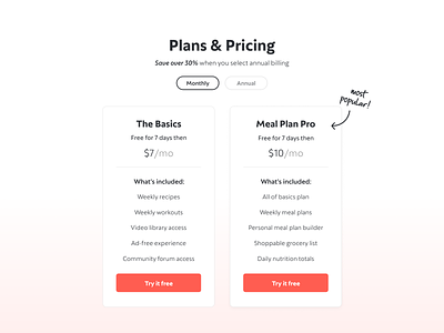 Plans & Pricing Page dashing dish plan page pricing page pricing plan pricing table