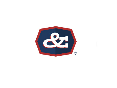 Construction Logo / Use of Ampersand action blue brandclay hammer hitting logo person red
