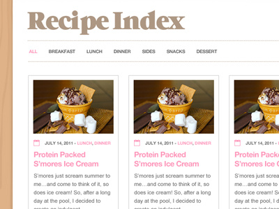 Organized Recipes dashing design dish food index redesign web website yumyum