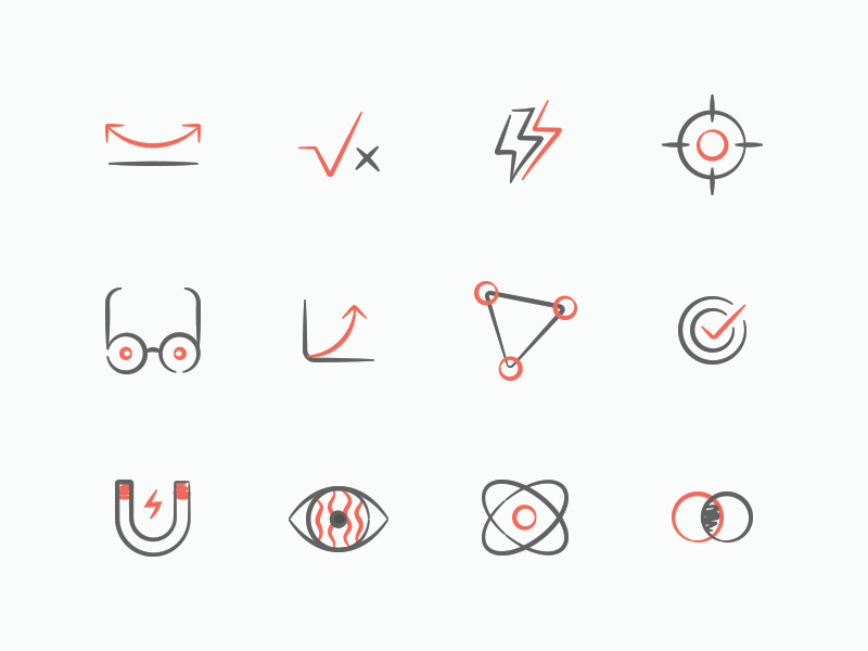 Analytic'ish Sciencey Icons hand drawn messy line graph chart analytical icons science
