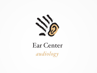 Ear Center Audiology ear hand logo