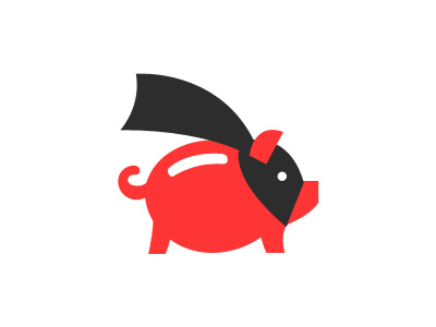 Low Cost Hero Logo fly flying hero logo pig savings super