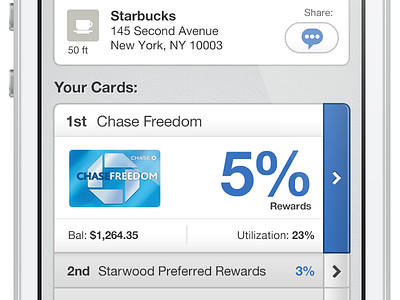 Choose Card app card credit glyph ios percentage stats utility