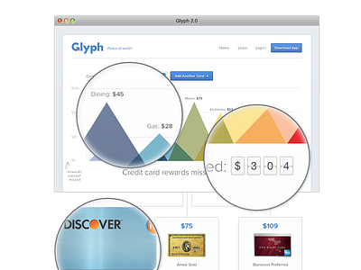 Glyph 2.0 Web Design app card credit data design glyph home stats web