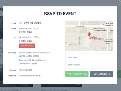 RSVP modal event planning form map rsvp