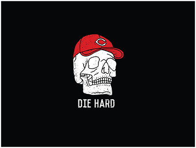 Die Hard baseball brand die hard fan fanatics gritty grunge logo reds skeleton sports