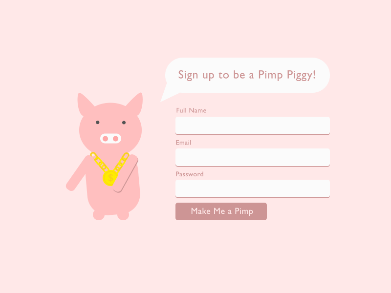 Pimp Piggy animation chains character pig piggy pimp pink sign in sign up