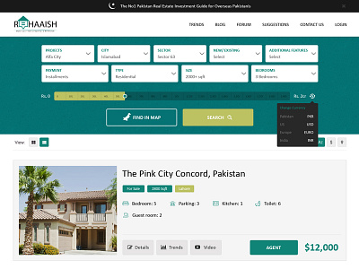 Search Listing page company home house investment map pakistan real estate rihaaish website