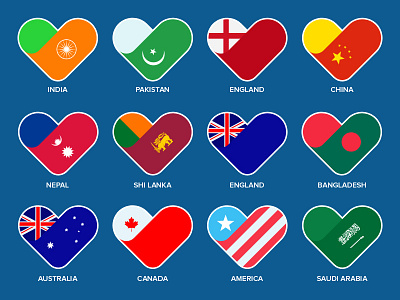 Heart shape country flags free to use