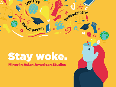 Stay Woke asian american flat illustration person university woke