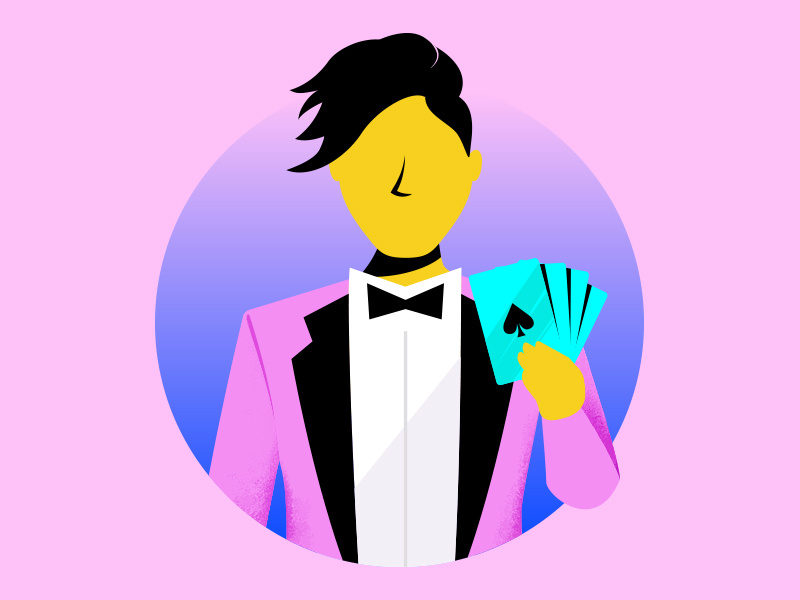 Magician illustration card trick magic magician