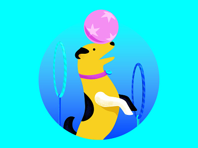 Dog ball dog hoops illustration pup puppy trick