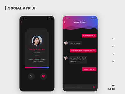 Social Dating APP UI app appui chat dark date dating design gradient like line mobile snapchat social tinder ui wechat