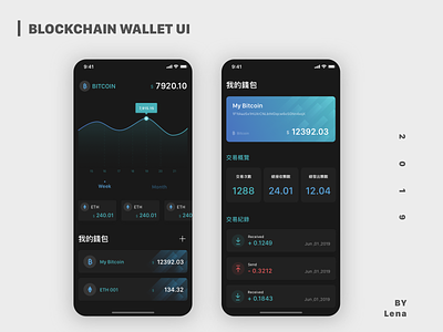 BlockChain Wallet UI app bitcoin block chain blockchain dailyui dark dribbble ethereum gradient ui wallet