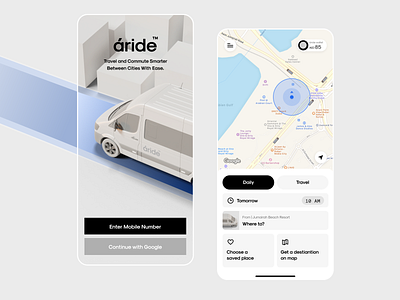 àride - Ride sharing application. daily ui design illustration mobile mobile design mobile ui ui ui ux ui 100day ui design ui trends