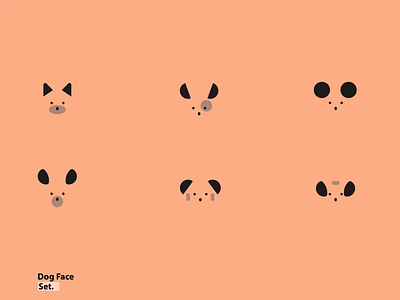 Dog Face Set dog dog face illustration logo negative space poster vector