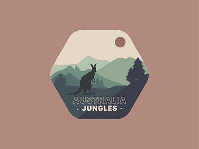 Australia Jungles australia badge design badge logo branding daily illustration daily logo challenge illustration jungle kangaroo vector