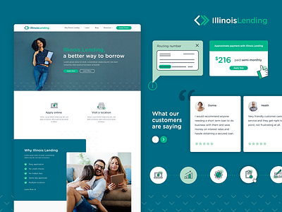 Illinois Lending :: UI Elements application apply benefits cards desktop finance homepage icons lending loans testimonials ui ui design ui elements ux web design