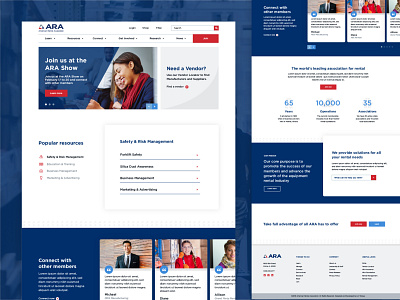 ARA :: Homepage blue cards cta hero homepage red resources stats testimonials ui ux web web design website