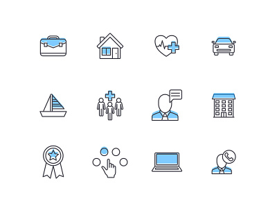 Power 3 :: Icons blue bold brand branding brokerage brokers duo tone graphic icons illinois insurance modern tech
