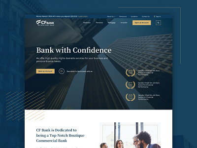 CF Bank :: Homepage Hero bank boutique bank business elegant finance gold and navy hero homepage luxury ui web website