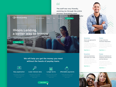 Illinois Lending :: Homepage Option 2 apply benefits finance homepage lending loans ui ux web web design