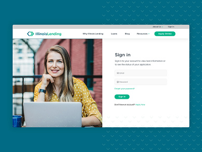 Illinois Lending :: Login email finance form lending loans login money password portal design sign in split design ui ux web web design