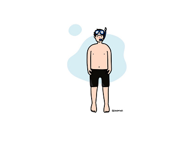 A snorkeling boy boy character design drawing illust illustration man vector