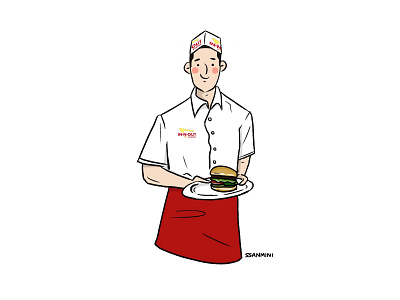 In N Out Burger boy burger character design drawing fastfood food hamburger illust illustration innout man uniform