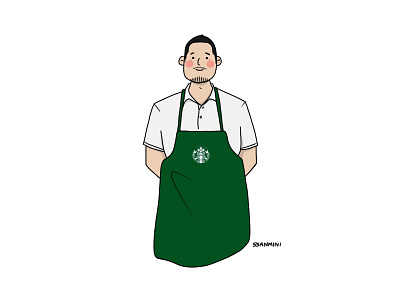 Starbucks barista cafe character coffee design drawing food illust illustration man starbucks