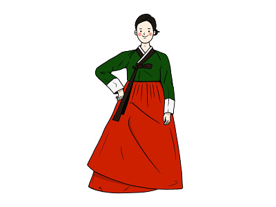 A woman wearing a hanbok character design drawing girl illust illustration korea korean old traditional woman