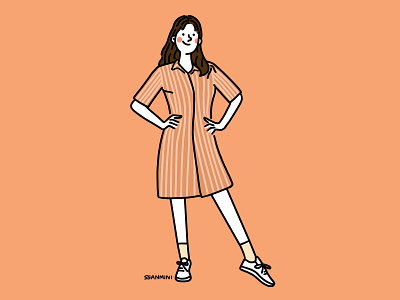 A straight leg character design drawing girl illust illustration vector woman